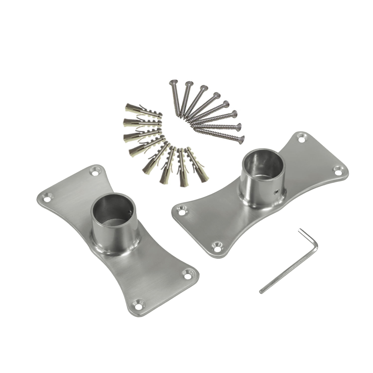 Naiture Jumbo Shower Curtain Rod Flanges, Zinc Alloy, Set of 2, Brushed Nickel Finish