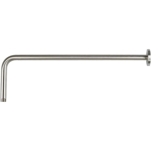 Naiture L Shaped, Corner Shower Head Extension Arm with Flange, 20 inch Length, Straight Lower Rain Fall Shower Head, Long Extender Pipe, Brass, Brushed Nickel Finish