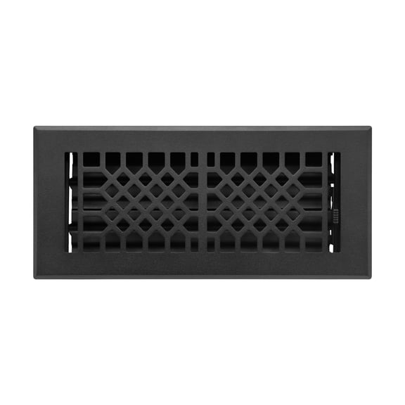 Naiture Louvered Floor Register, Antique Style Stainless Steel with Damper or Lever, Duct Size 4" X 10" (Overall Size 5-1/4" X 11-5/8"), Black Finish