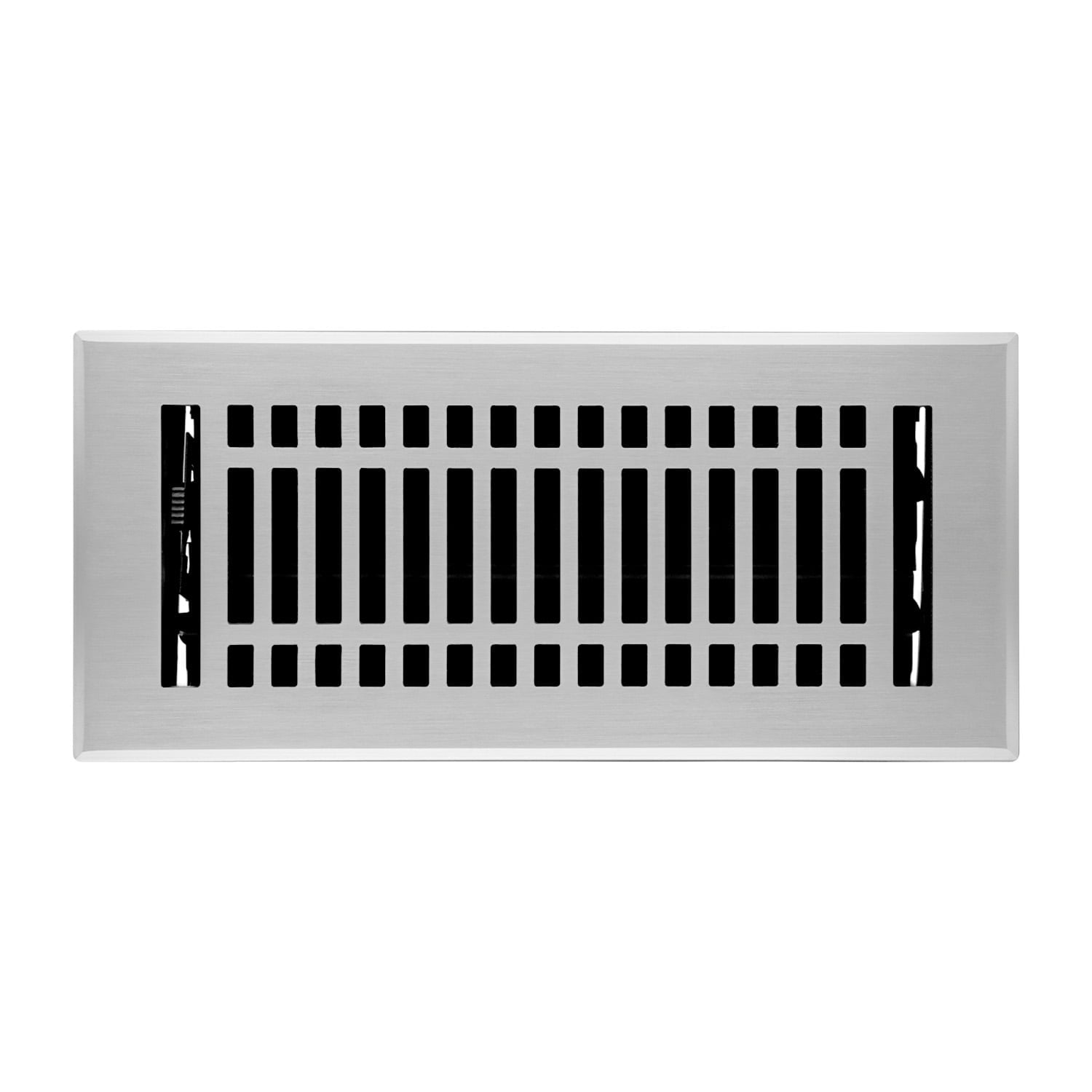 Naiture Louvered Floor Register, Contemporary Style Stainless Steel with Damper or Lever, Duct Size 4" X 10" (Overall Size 5-1/4" X 11-5/8"), Brushed Nickel Finish