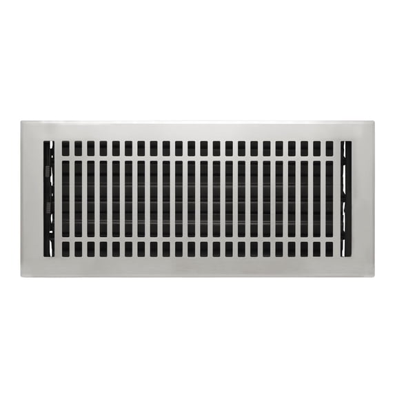 Naiture Louvered Floor Register, Contemporary Style Stainless Steel with Damper or Lever, Duct Size 6" X 14" (Overall Size 6-7/8" X 15-5/8"), Brushed Nickel Finish