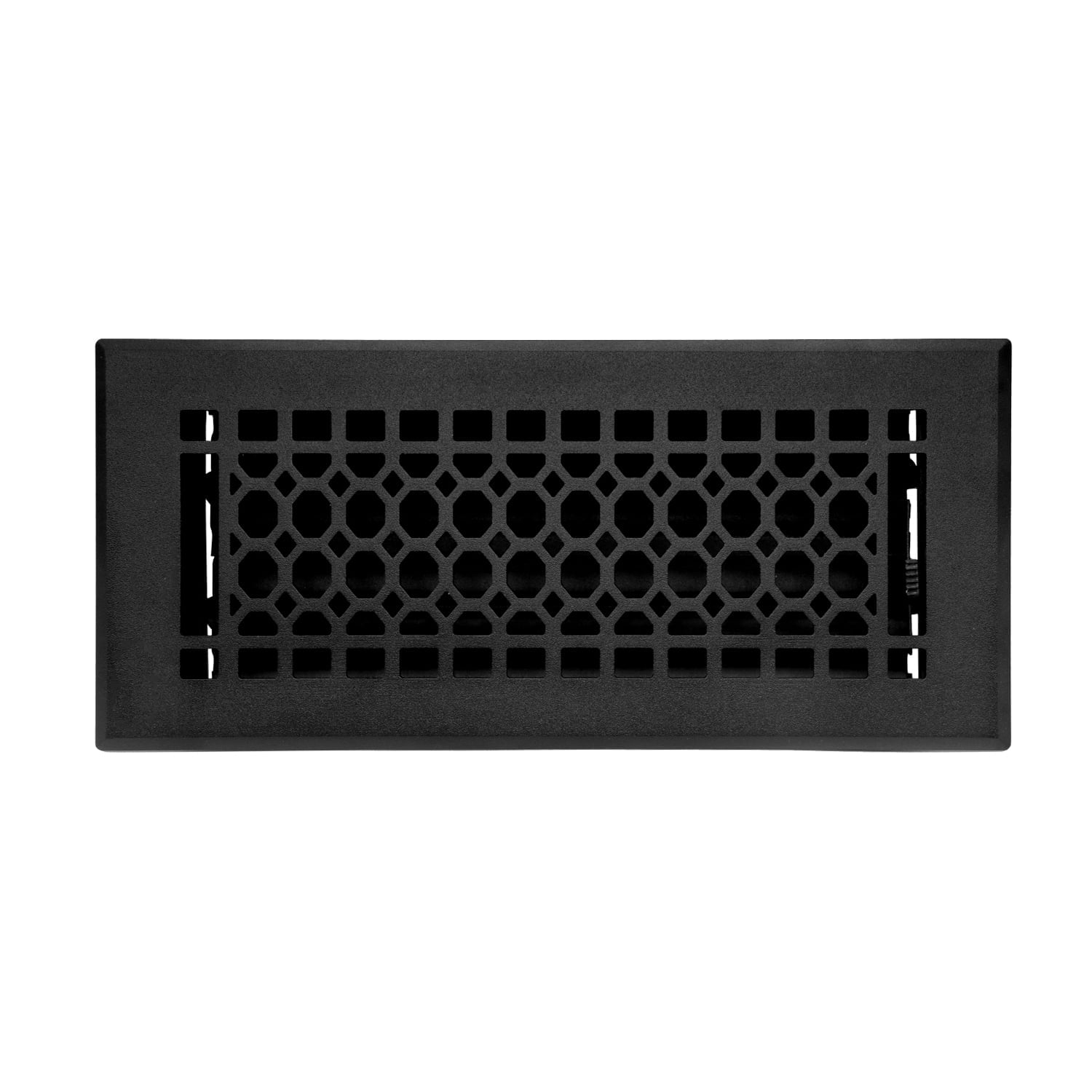 Naiture Louvered Floor Register, Honeycomb Style Stainless Steel with Damper or Lever, Duct Size 4" X 10" (Overall Size 5-1/4" X 11-5/8"), Black Finish