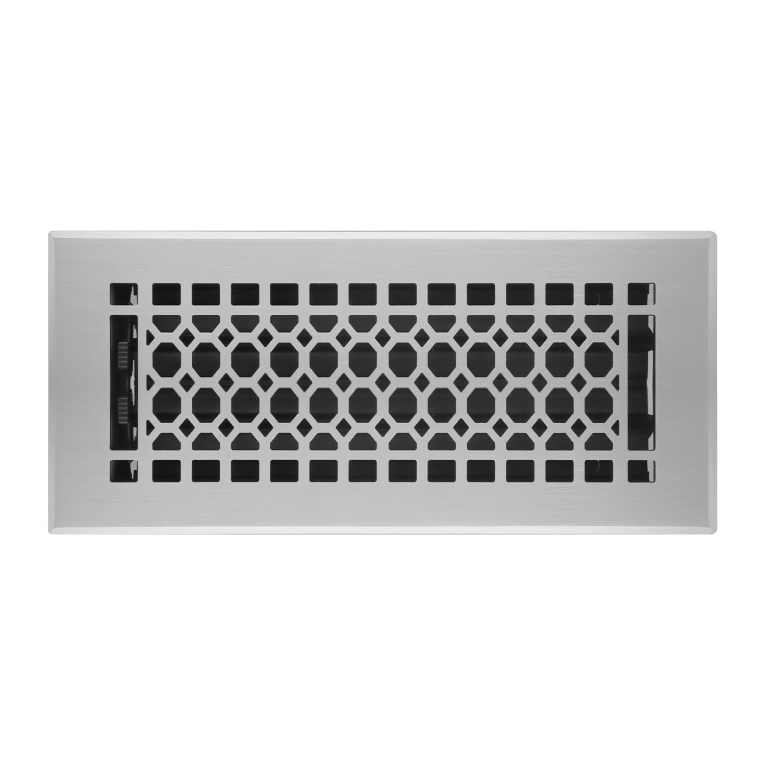 Naiture Louvered Floor Register, Honeycomb Style Stainless Steel with Damper or Lever, Duct Size 4" X 10" (Overall Size 5-1/4" X 11-5/8"), Brushed Nickel Finish