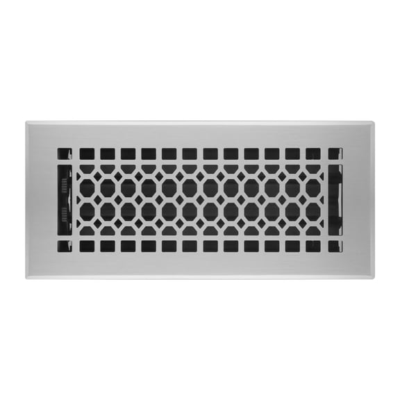 Naiture Louvered Floor Register, Honeycomb Style Stainless Steel with Damper or Lever, Duct Size 4" X 10" (Overall Size 5-1/4" X 11-5/8"), Brushed Nickel Finish