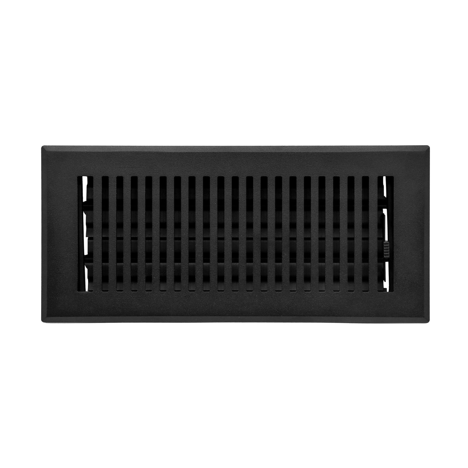 Naiture Louvered Floor Register, Modern Style Stainless Steel with Damper or Lever, Duct Size 4" X 10" (Overall Size 5-1/4" X 11-5/8"), Black Finish