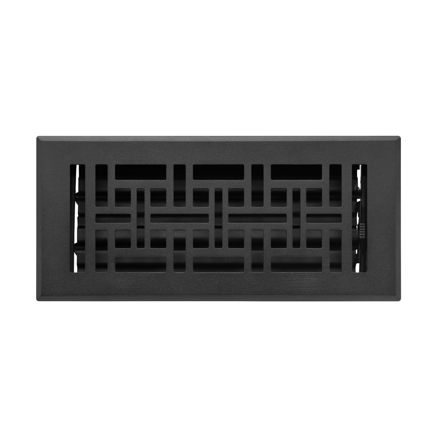 Naiture Louvered Floor Register, Wicker Style Stainless Steel with Damper or Lever, Duct Size 4" X 10" (Overall Size 5-1/4" X 11-5/8"), Black Finish