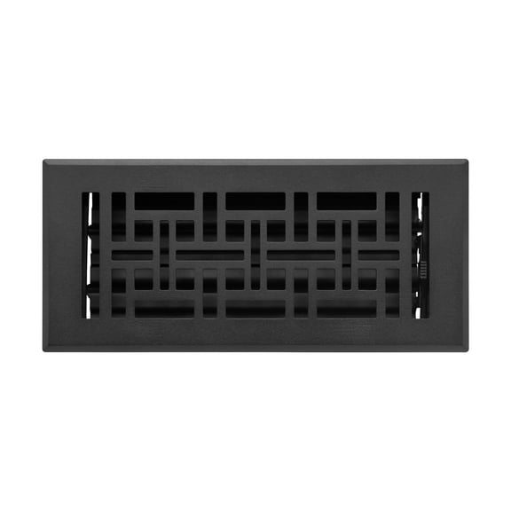 Naiture Louvered Floor Register, Wicker Style Stainless Steel with Damper or Lever, Duct Size 4" X 10" (Overall Size 5-1/4" X 11-5/8"), Black Finish