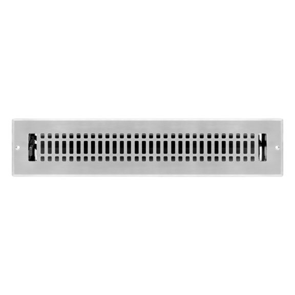 Naiture Louvered Wall Register, Contemporary Style Stainless Steel with Damper or Lever, Duct Size 2" X 14" (Overall Size 3-7/16" X 15-5/8"), Brushed Nickel Finish