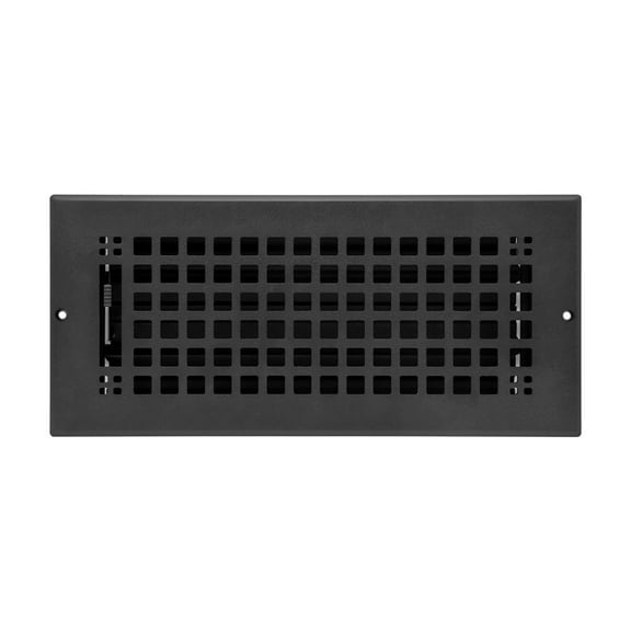 Naiture Louvered Wall Register, Mission Style Stainless Steel with Damper or Lever, Duct Size 4" X 10" (Overall Size 5-1/4" X 11-5/8"), Black Finish