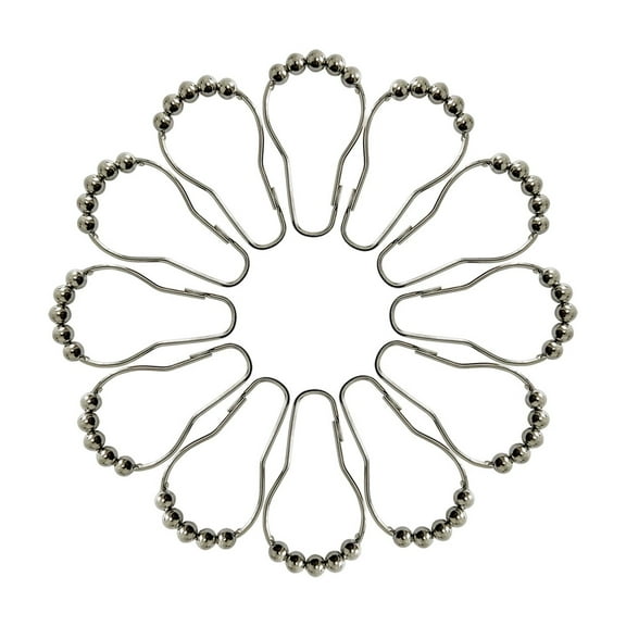 Naiture Never Rust Stainless Steel Curtain Hooks, Shower Curtain Hooks/Rings for Bathroom Shower Rod, Set of 12, Brushed Nickel