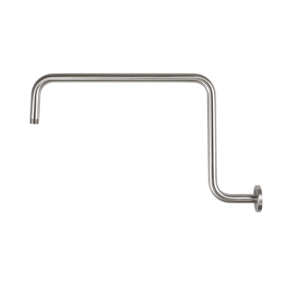 Naiture S Shaped, Offset Shower Extension Arm with Flange, Brass High Rise Shower Head Extender Pipe, 19 inch Length, Brushed Nickel Finish