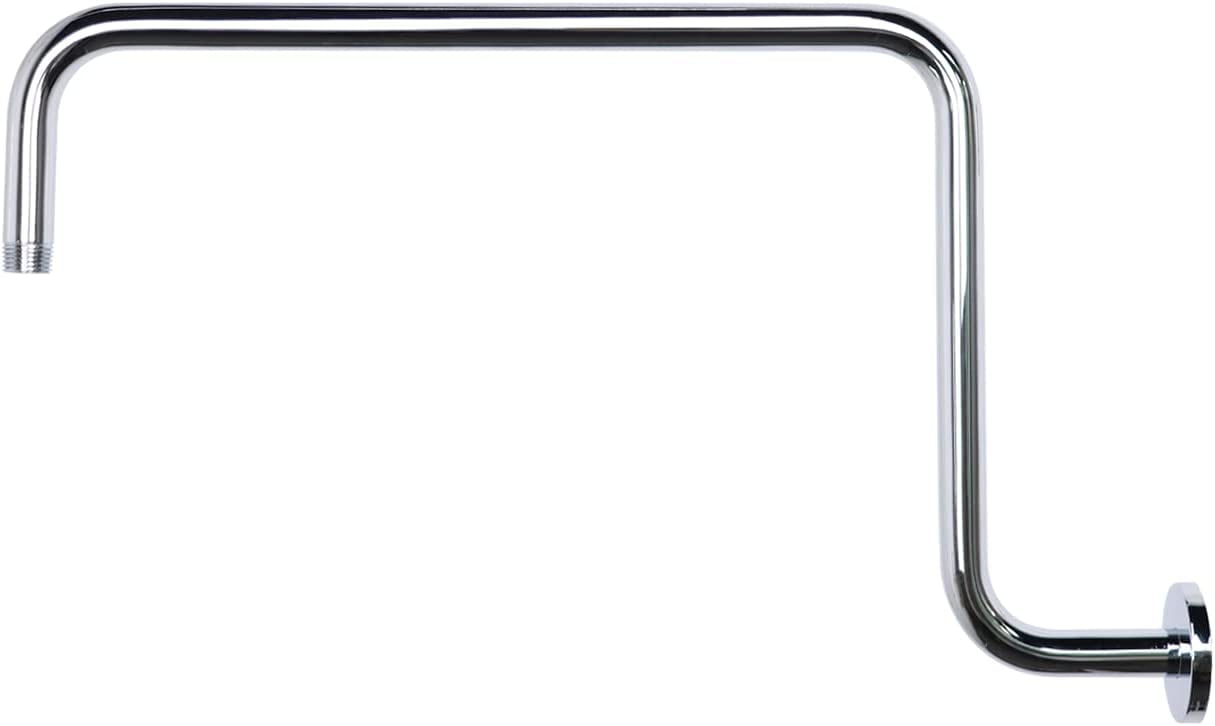 Naiture S Shaped, Offset Shower Extension Arm with Flange, Brass High