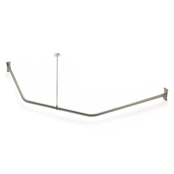 Naiture Stainless Steel 18-1/2" X 26" X 18-1/2" Neo-Angle Shower Curtain Rod with Ceiling Support, Brushed Nickel Finish