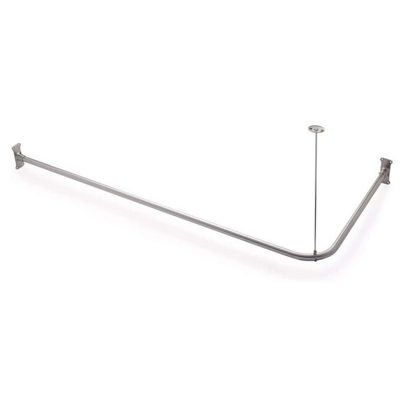 Naiture Stainless Steel 60'' x 36'' Corner Shower Curtain Rod with Ceiling Support, Brushed Nickel Finish