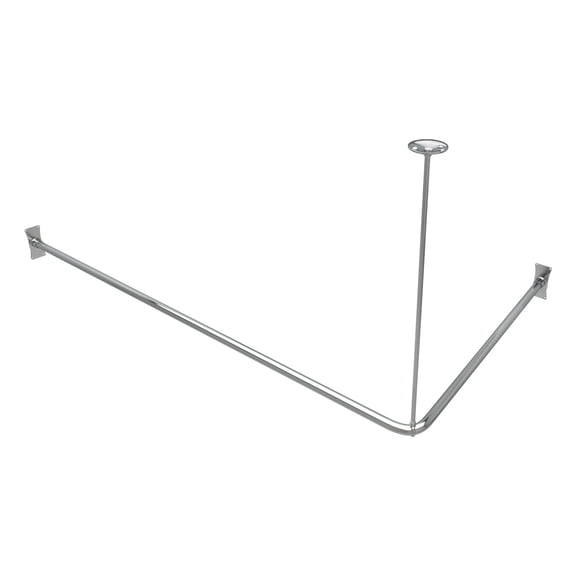Naiture Stainless Steel 72'' x 48'' Corner Shower Curtain Rod with Ceiling Support, Chrome Finish