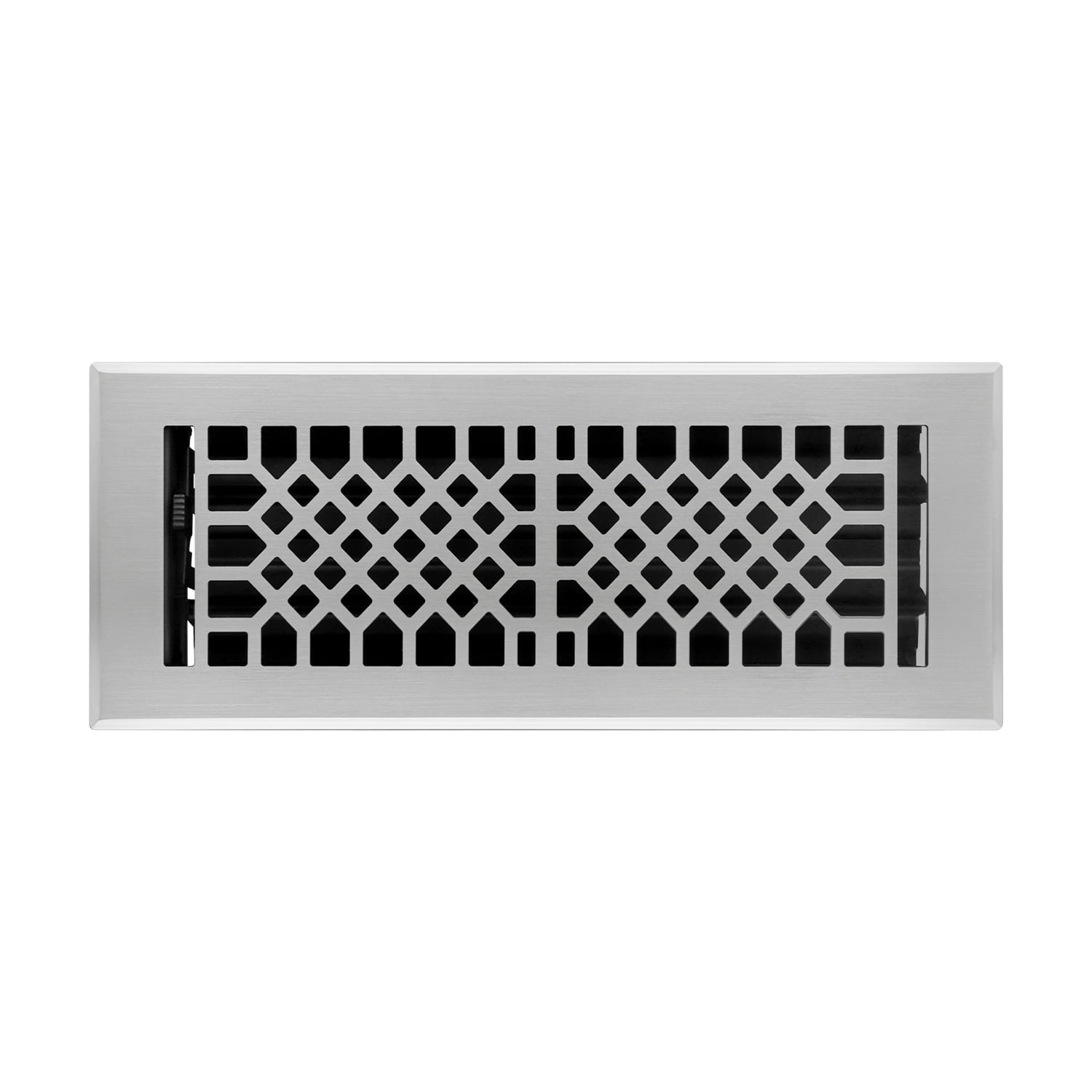 Naiture Stainless Steel Floor Register, Heavy Duty Rust-Resistant Floor Vent Cover, Metal Damper or Lever, Antique Style Grille Floor Vent, Duct Size 4" X 12", Brushed Nickel Finish