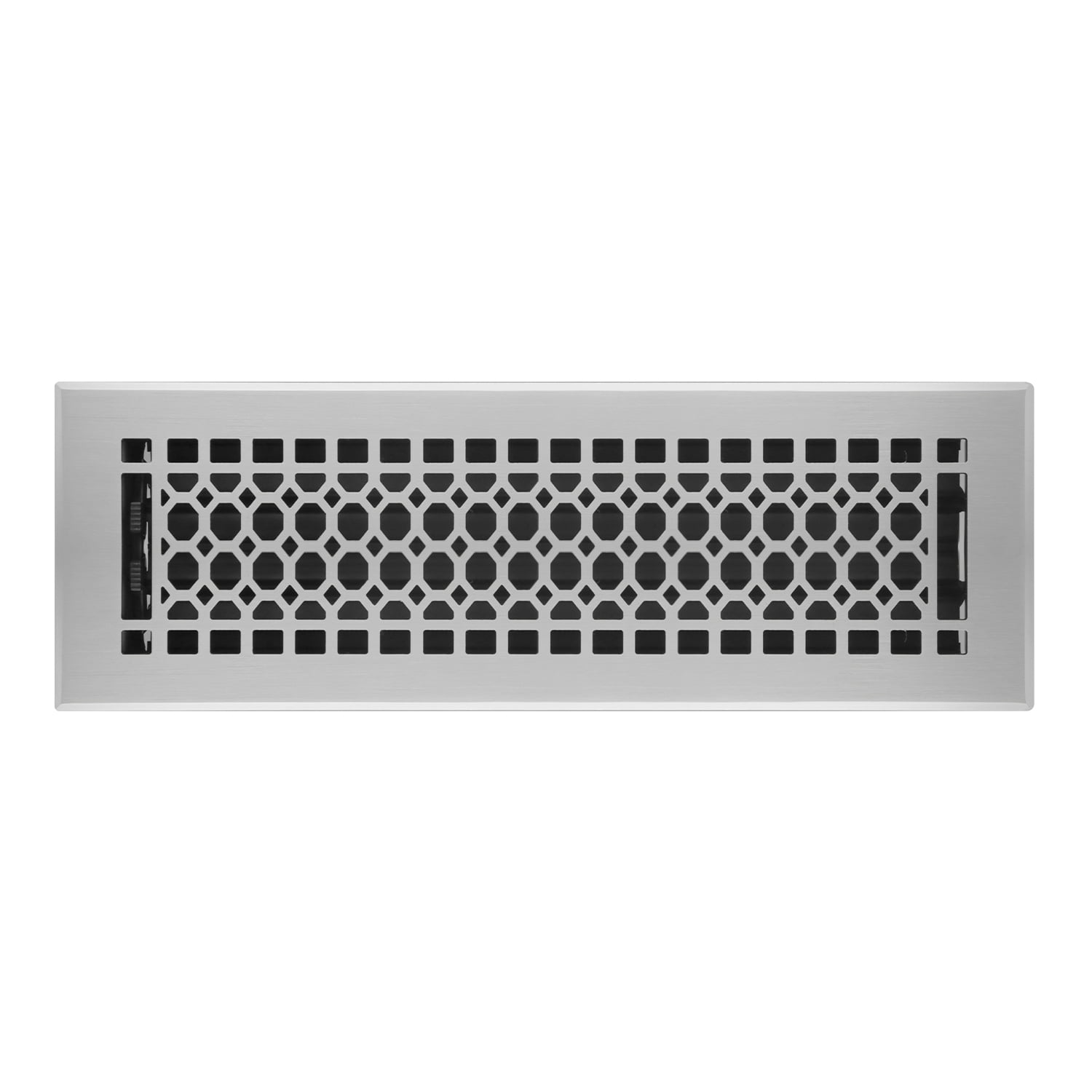 Naiture Stainless Steel Floor Register, Heavy Duty Rust-Resistant Floor Vent Cover, Metal Damper or Lever, Honeycomb Style Grille Floor Vent, Duct Size 4" X 14", Brushed Nickel Finish