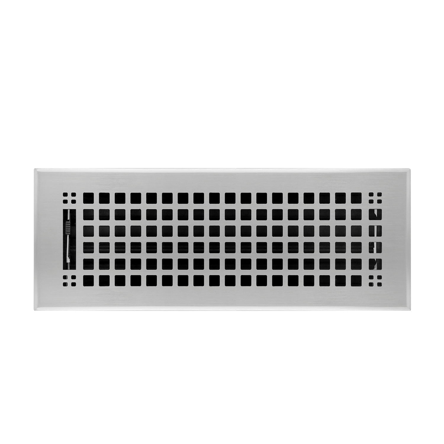 Naiture Stainless Steel Floor Register, Heavy Duty Rust-Resistant Floor Vent Cover, Metal Damper or Lever, Mission Style Grille Floor Vent, Duct Size 4" X 12", Brushed Nickel Finish