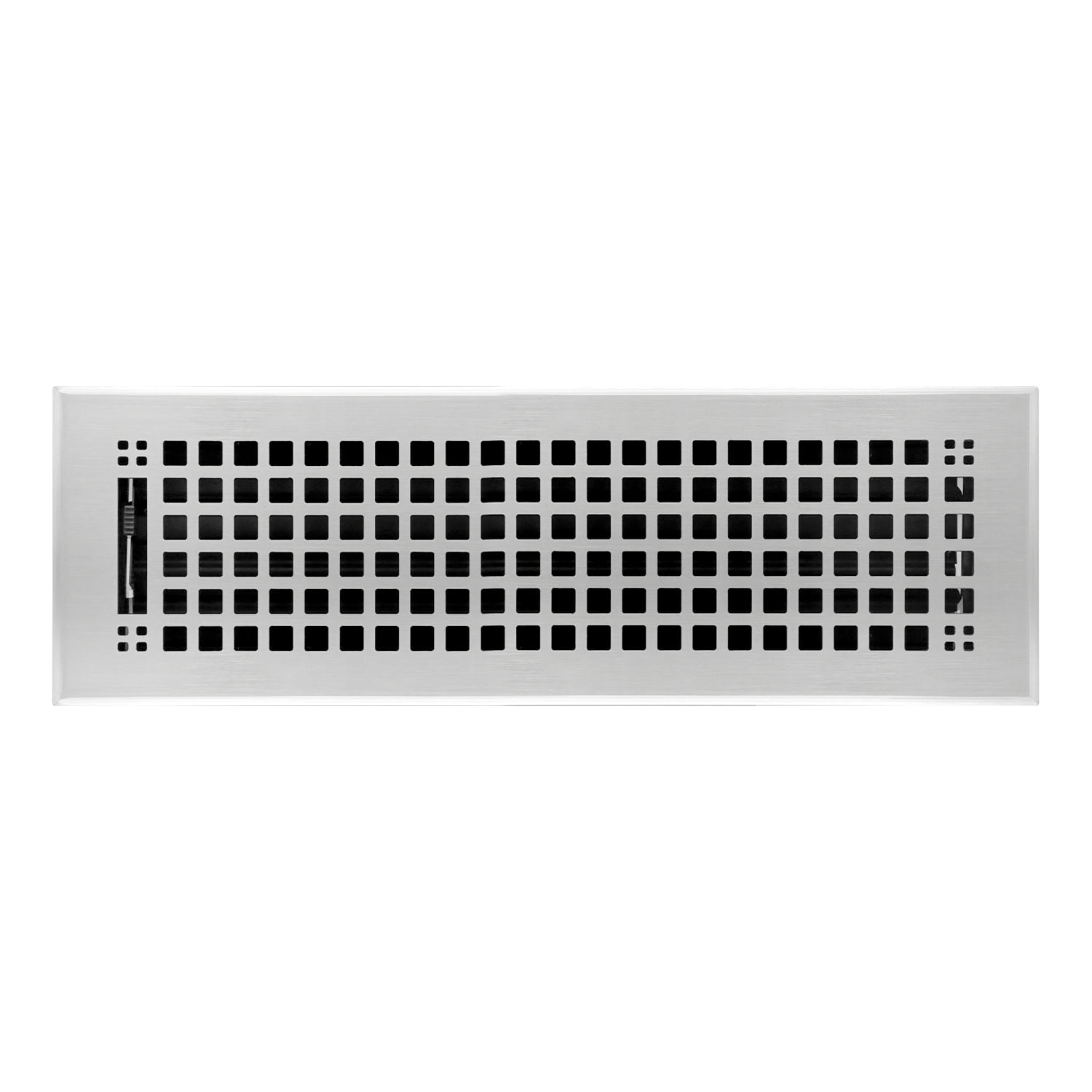 Naiture Stainless Steel Floor Register, Heavy Duty Rust-Resistant Floor Vent Cover, Metal Damper or Lever, Mission Style Grille Floor Vent, Duct Size 4" X 14", Brushed Nickel Finish