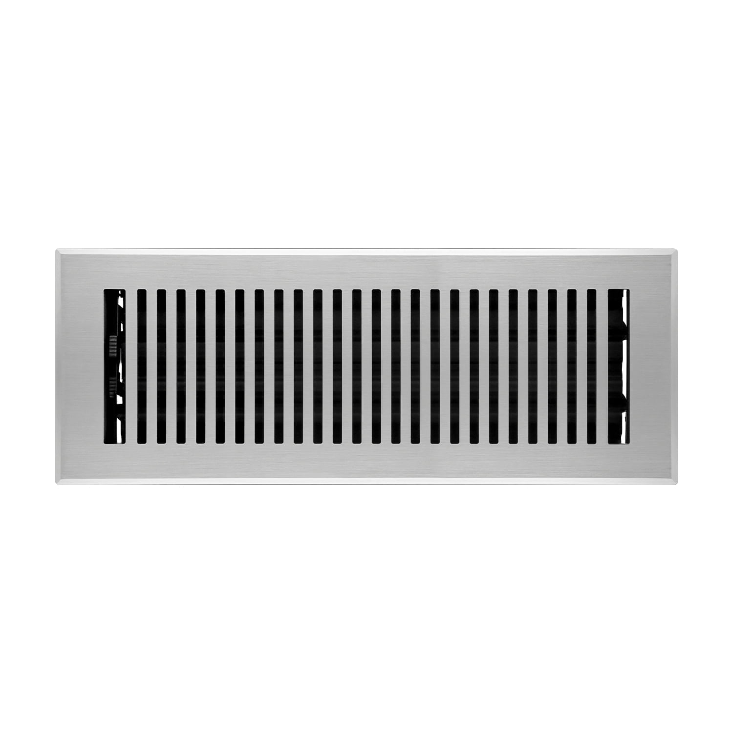 Naiture Stainless Steel Floor Register, Heavy Duty Rust-Resistant Floor Vent Cover, Metal Damper or Lever, Modern Style Grille Floor Vent, Duct Size 4" X 12", Brushed Nickel Finish