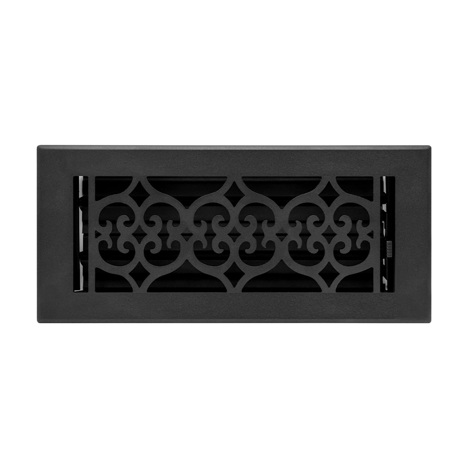 Naiture Stainless Steel Floor Register, Heavy Duty Rust-Resistant Floor Vent Cover, Metal Damper or Lever, Old Victorian Style Grate Floor Vent, Duct Size 4" X 10", Black Finish