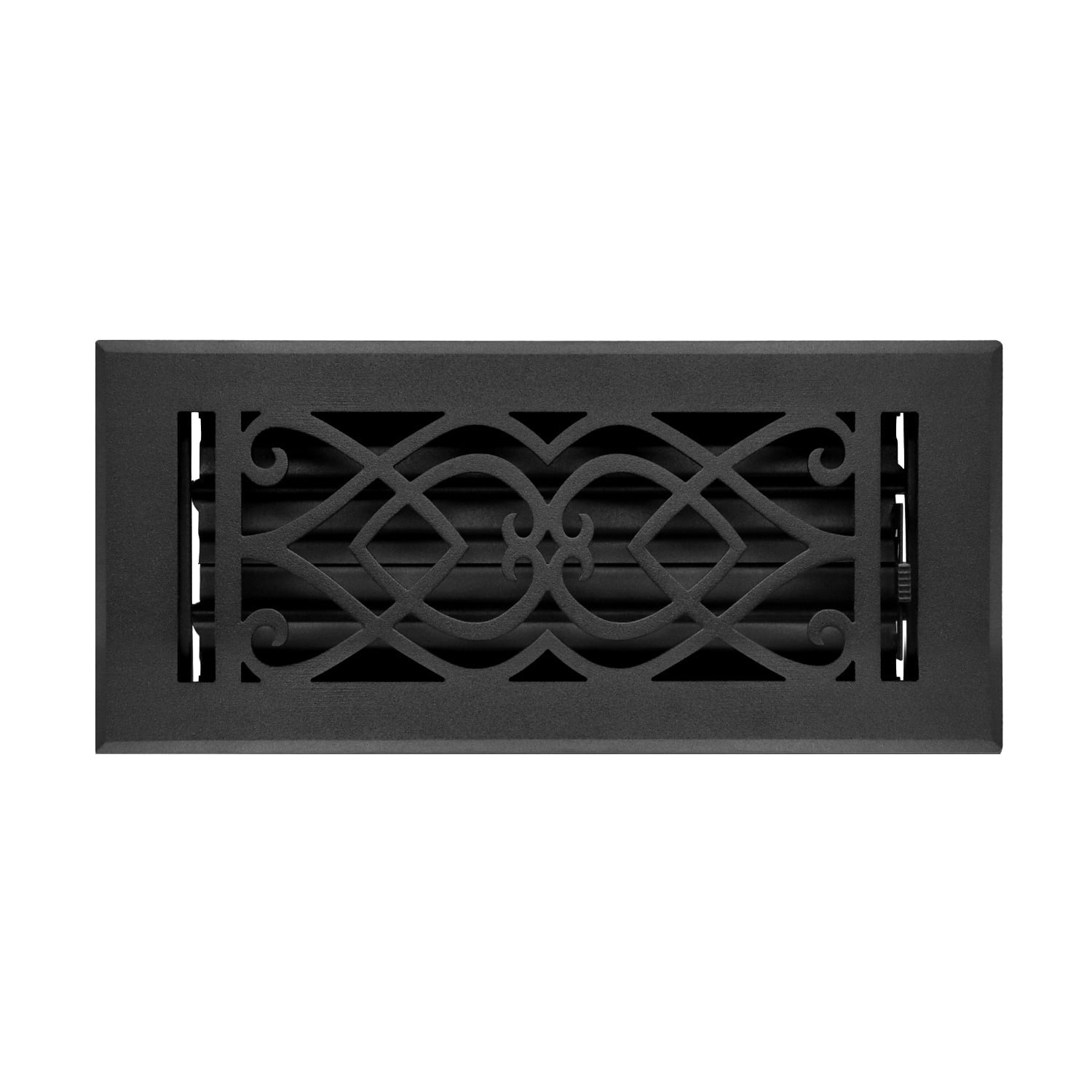 Naiture Stainless Steel Floor Register, Heavy Duty Rust-Resistant Floor Vent Cover, Metal Damper or Lever, Victorian Style Grate Floor Vent, Duct Size 4" X 10", Black Finish