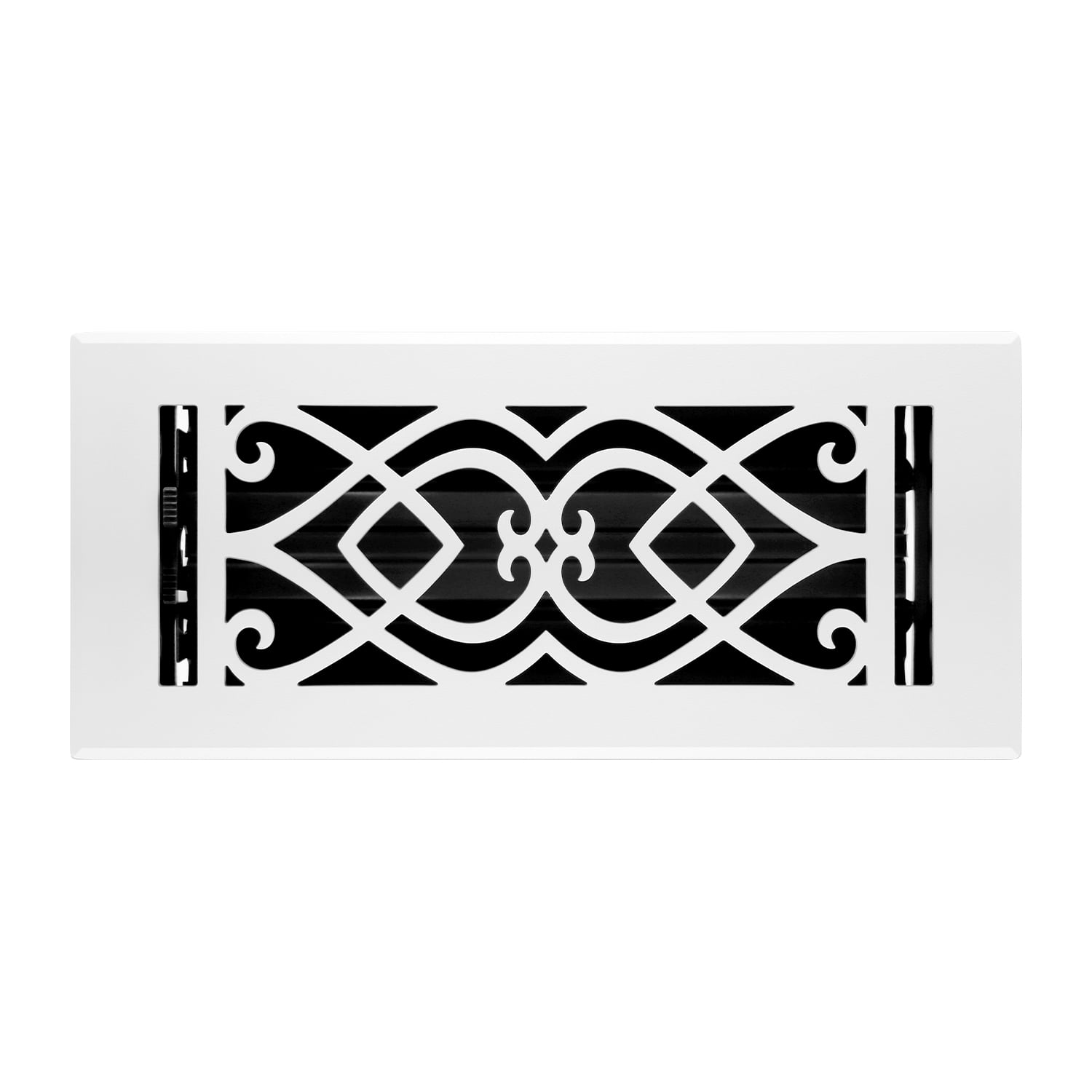 Naiture Stainless Steel Floor Register, Heavy Duty Rust-Resistant Floor Vent Cover, Metal Damper or Lever, Victorian Style Grille Floor Vent, Duct Size 4" X 10", Matte White Finish
