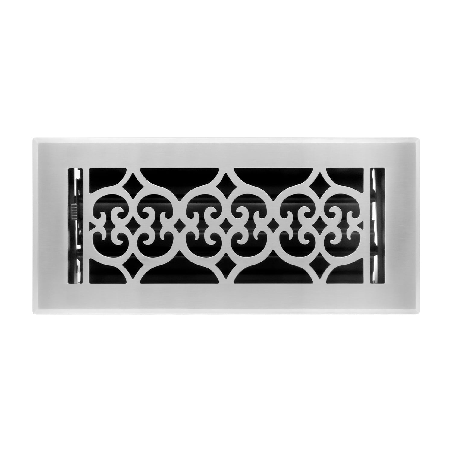 Naiture Stainless Steel Floor Register, Heavy Duty Rust-Resistant Wall Vent Cover, Metal Damper or Lever, Old Victorian Style Grille Wall Vent, Duct Size 4" X 10", Brushed Nickel Finish