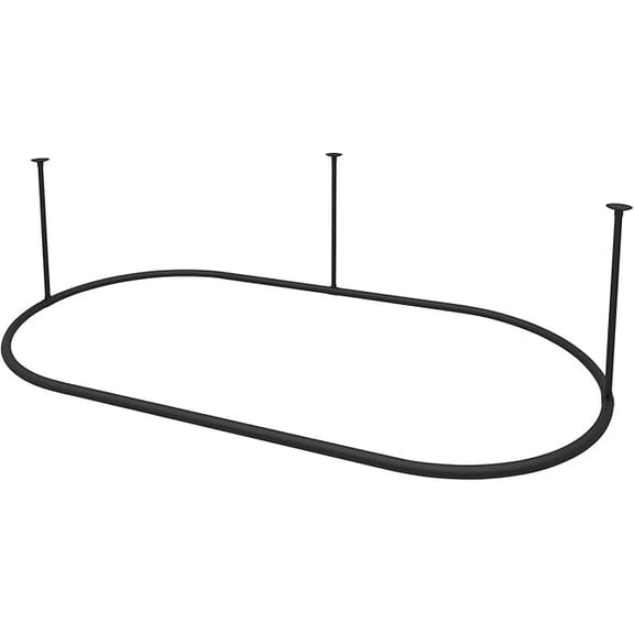 Naiture Stainless Steel Oval Shower Curtain Rod with Ceiling Support for Clawfoot Tub in 48" L X 30" W, Black Finish