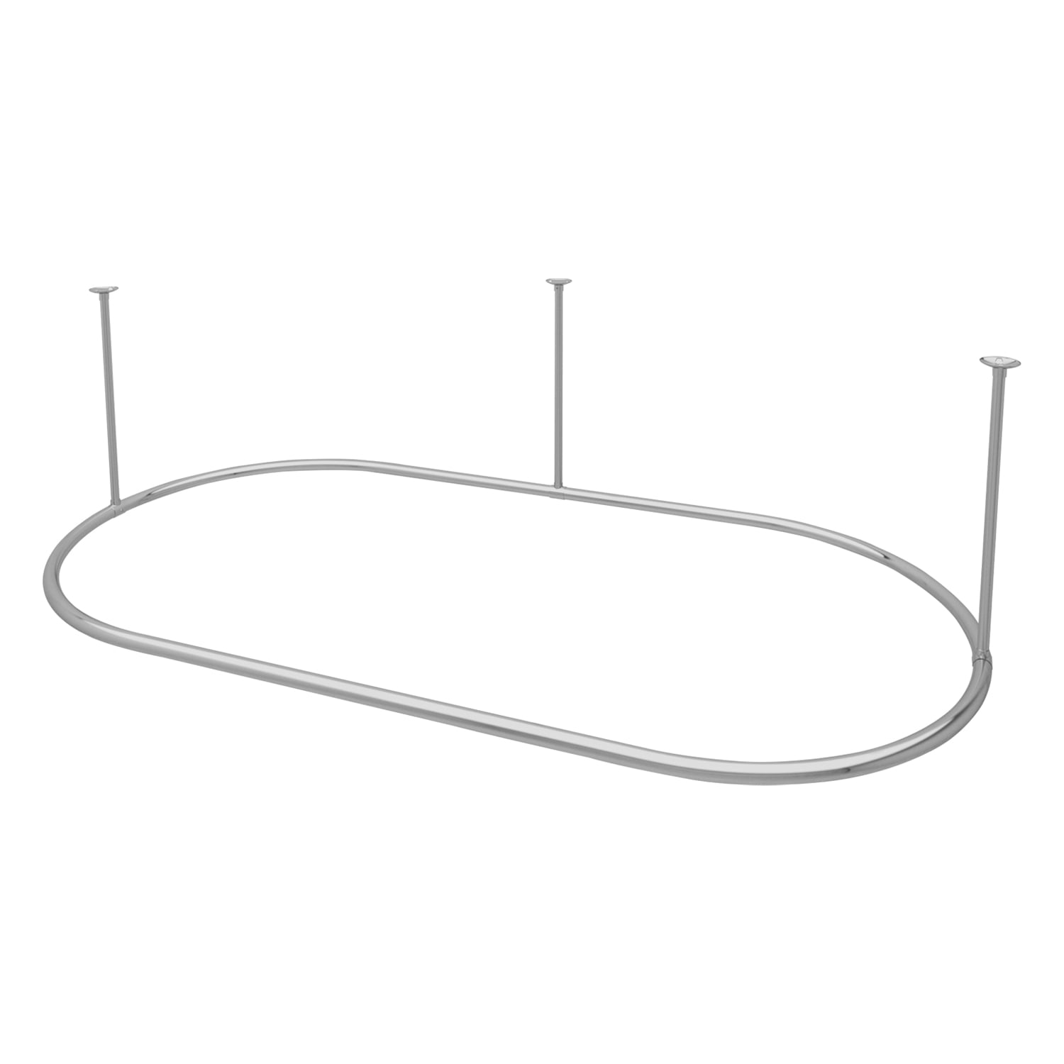 Naiture Stainless Steel Oval Shower Curtain Rod with Ceiling Support ...