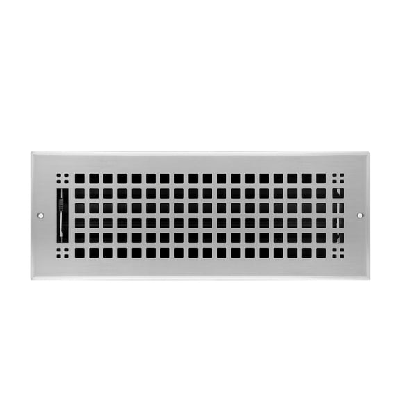 Naiture Stainless Steel Wall Register, Heavy Duty Rust-Resistant Wall Vent Cover, Metal Damper or Lever, Mission Style Grille Wall Vent, Duct Size 4" X 12", Brushed Nickel Finish