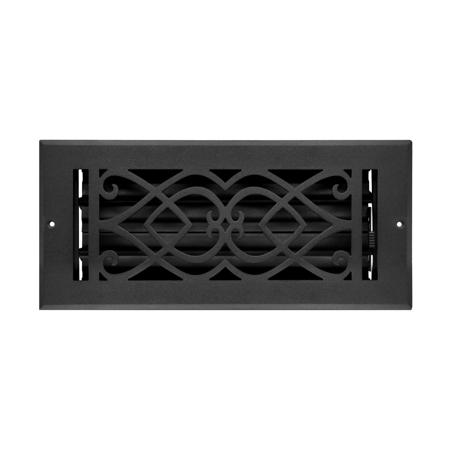 Naiture Stainless Steel Wall Register, Heavy Duty Rust-Resistant Wall Vent Cover, Metal Damper or Lever, Victorian Style Grille Wall Vent, Duct Size 4" X 10", Black Finish