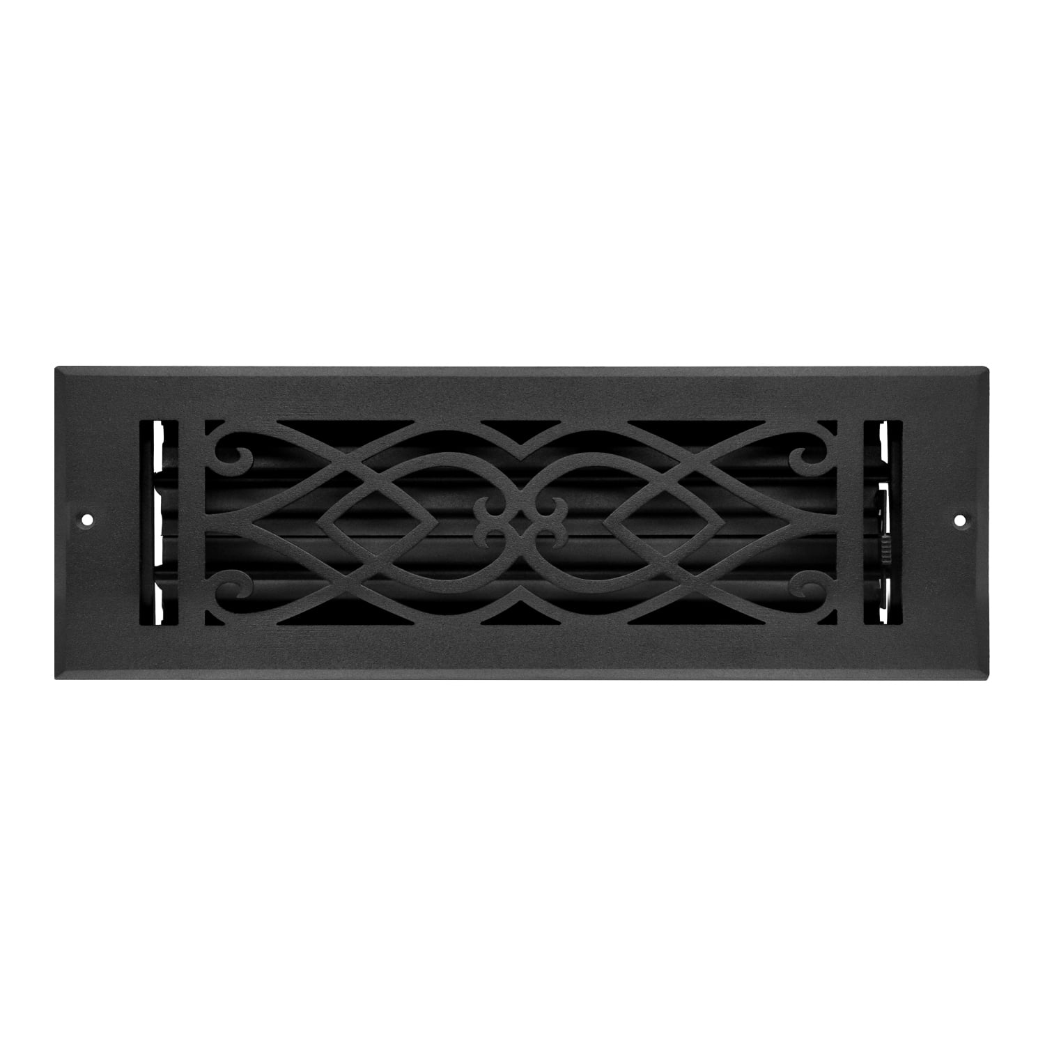Naiture Stainless Steel Wall Register, Heavy Duty Rust-Resistant Wall Vent Cover, Metal Damper or Lever, Victorian Style Grille Wall Vent, Duct Size 4" X 14", Black Finish