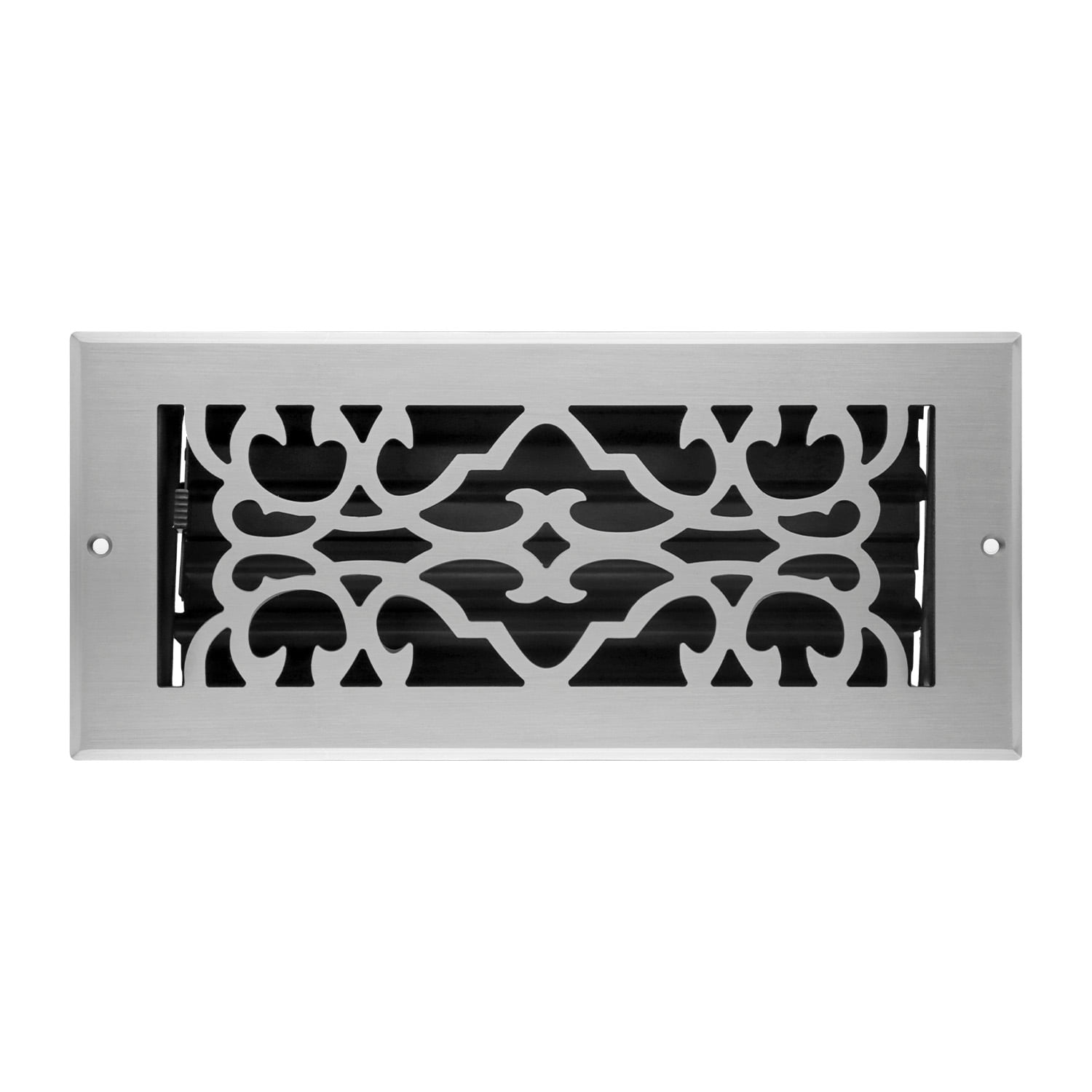 Naiture Stainless Steel Wall Register, Heavy Duty Rust-Resistant Wall Vent Cover, Traditional Damper or Lever, Modern Style Grille Wall Vent, Duct Size 4" X 14", Brushed Nickel Finish