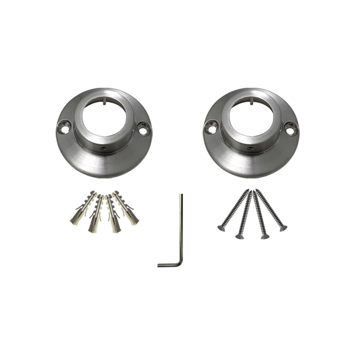 Brushed Nickel Zinc Alloy Shower Curtain Rod Flanges Set