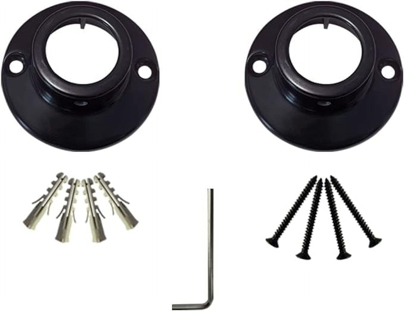 Naiture Straight Shower Curtain Rod Round Flanges, Zinc Alloy, Set of 2