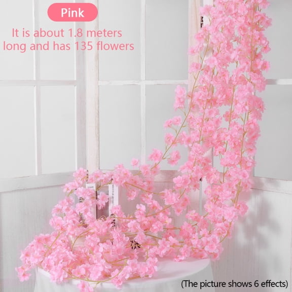 Naiyafly 1PCS Artificial Sakura Flowers Vine 135/144/256 Flowers Silk Christmas Decor Wall Hanging Garland Plants