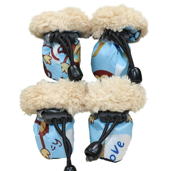 Naiyafly 4 Pack/set Pet Winter Rain Boots Set Cotton Flannelette Cartoon Waterproof Anti Slip Shoes For Dogs