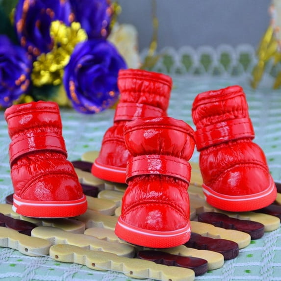 Naiyafly 4 Pcs/Sets Dog Boots Puppy Winter Snow Boots Casual Pet Slip-resistant Waterproof Shoes