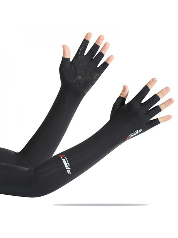 Arm Sleeves with Thumb Holes Women Men UV Protection Cooling, UPF 50 Compression Long Arm Cover