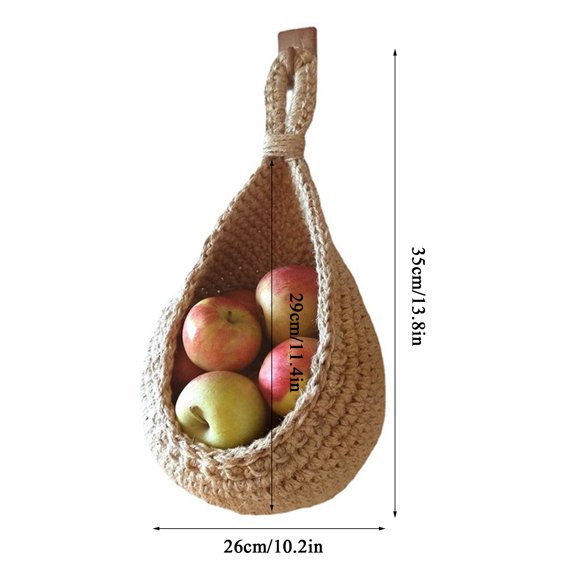 Naiyafly Clearance Jute Eco Teardrop Hanging Basket Hanging Wall Vegetable Fruit Baskets Hanging Baskets