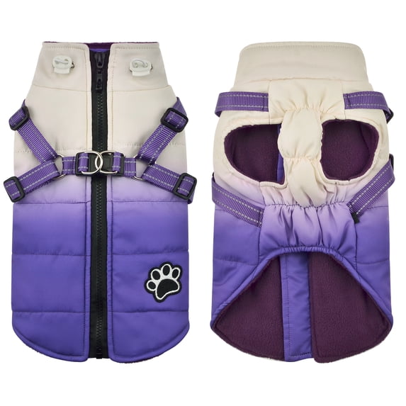 Naiyafly Pet Dog Jacket with Harness Windproof Winter Pet Dog Jacket with Zipper Pet Dog Coat Comfortable Warm Thick Reflective for Small Large Dogs Cats XS-XXL
