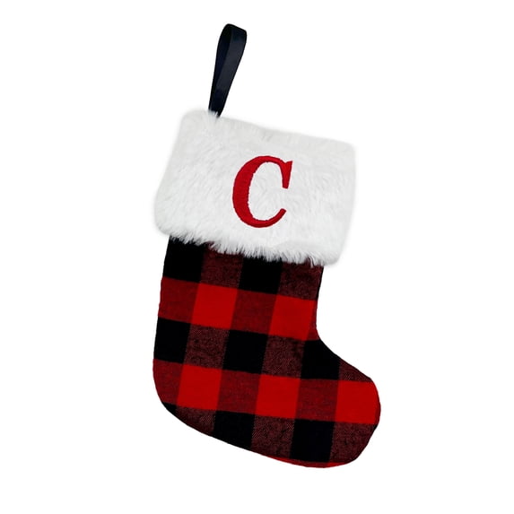 Naiyafly Red and Black Checked Letter Christmas Stocking