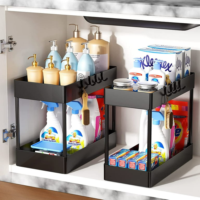 1pc Under Sink Organizer, 2 Tier Drawer Under Sink Organizer And Storage  Cabinet, Under Counter Storage Basket, Pull Out Cabinet Drawer Organizer,  Hom