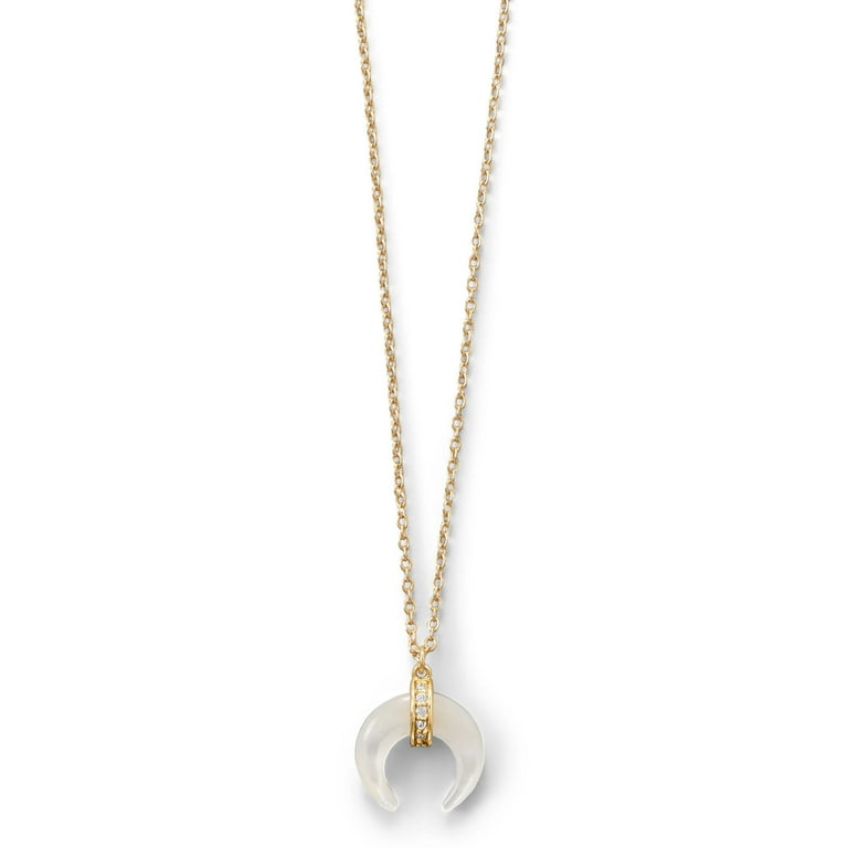 Naja Crescent Necklace Mother of Pearl Cubic Zirconia 14k Gold-plated Silver Naja Crescent Necklace Mother of Pearl Cubic Zirconia 14k Gold-plated Silver