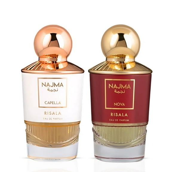 Najma Capella & Najma Nova Eau de Parfum Sprays 100ml (3.4 oz) by Risala (Bundle)