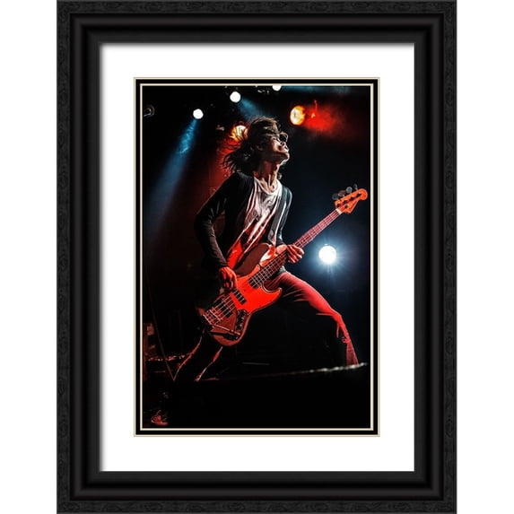 Nakamatsu, Kenji 17x24 Black Ornate Wood Framed with Double Matting Museum Art Print Titled - Bass Player
