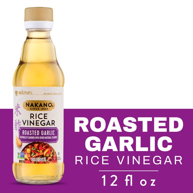 Nakano Roasted Garlic Rice Vinegar, Seasoned Vinegar for Sauteing, Baking and Marinades, 12 FL