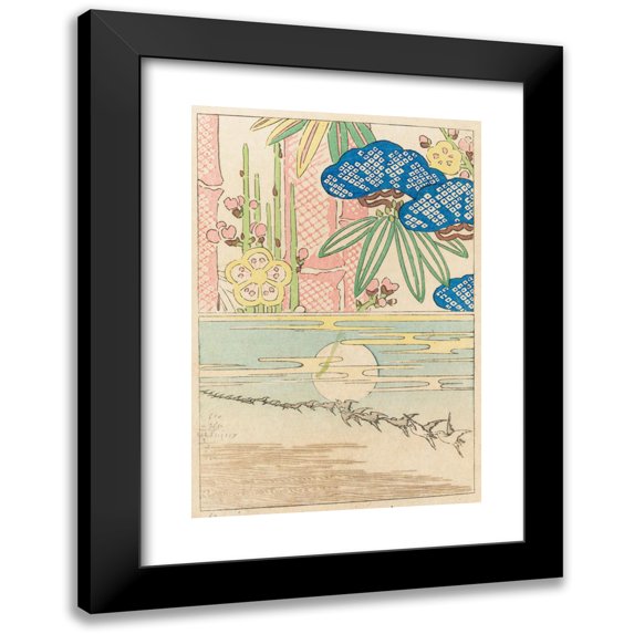 Nakayasu Shinzaburō 11x14 Black Modern Framed Museum Art Print Titled - Shin Zuan, Pl.05 (1892)