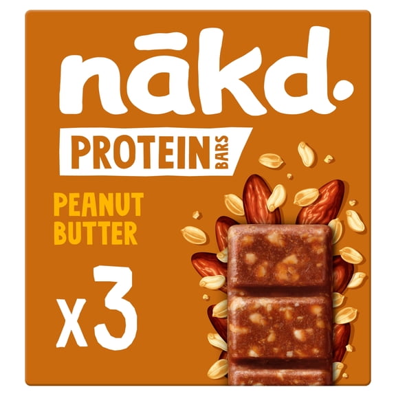 Nakd Peanut Butter Protein Bars Multipack 3 x 45g, Imported from Britain